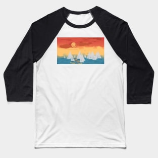 Sail Boats Under a Whirling Sun Baseball T-Shirt